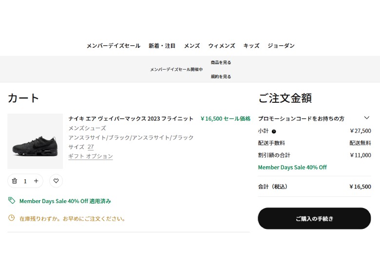 ナイキ エア ヴェイパーマックス 2023 フライニット セールカート